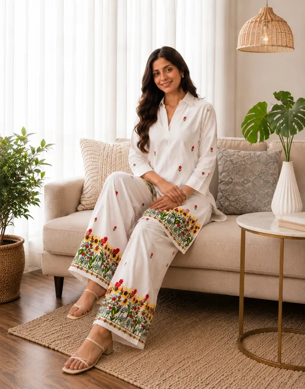 BABY_SHRI_Women's_Premium_Pure_Cotton_Floral_Embroidered_Co-ord_Set_(of-White,_Pack_of_1_Kurti_&_1_Palazzo_Pants