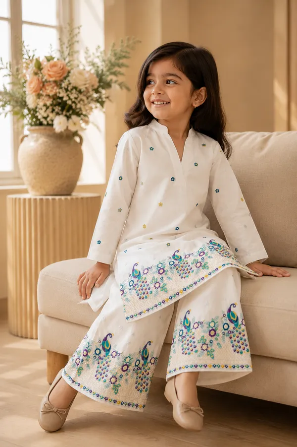 Baby_Girls_White_Peacock_Embroidered_Cotton_Kurta_&_Palazzo_Set