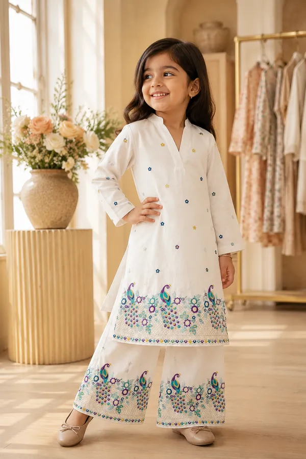 Baby_Girls_White_Peacock_Embroidered_Cotton_Kurta_&_Palazzo_Set