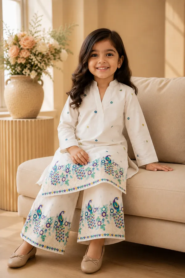 Baby_Girls_White_Peacock_Embroidered_Cotton_Kurta_&_Palazzo_Set