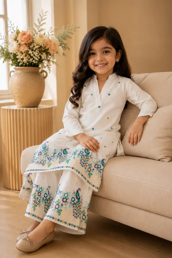 Baby_Girls_White_Peacock_Embroidered_Cotton_Kurta_&_Palazzo_Set