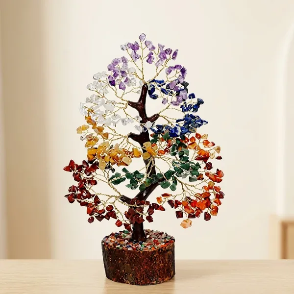 7_Chakra_Crystal_Tree_With_Wooden_Base_-_Amethyst,_Clear_Quartz,_Lapis_Lazuli,_Yellow_Aventurine,_Red_Jasper,_Carnelian,_Green_Aventurine_(10-12_Inch)