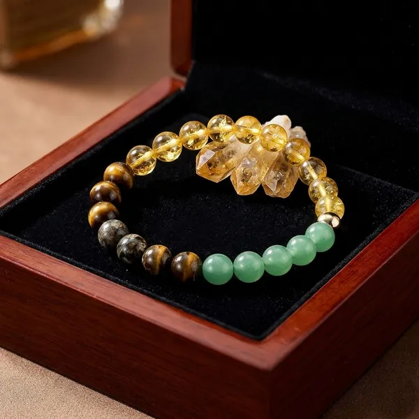 Multi-Stone_Chakra_Healing_Bracelet_With_Citrine,_Green_Aventurine,_Tiger'S_Eye_&_Labradorite_Beads
