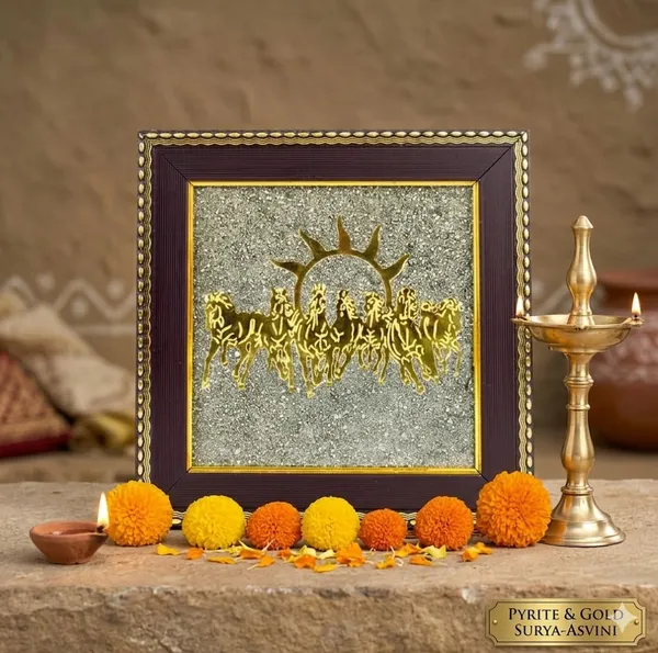 7_Horses_Pyrite_Frame_-_Vastu_Decorative_Wall_Art