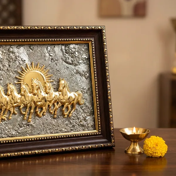 7_Horses_Pyrite_Frame_-_Vastu_Decorative_Wall_Art
