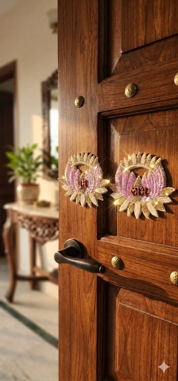 6_Inch_Pink_Prosperous_Lotus_Shubh_Labh_Stick-on