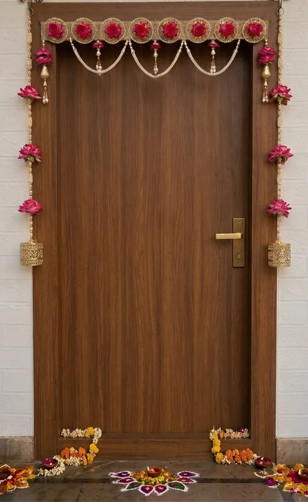 Rose_And_Mirror_Handcrafted_Bandharwar_Door_Toran_With_Side_Hangings_Include_LED_Candles