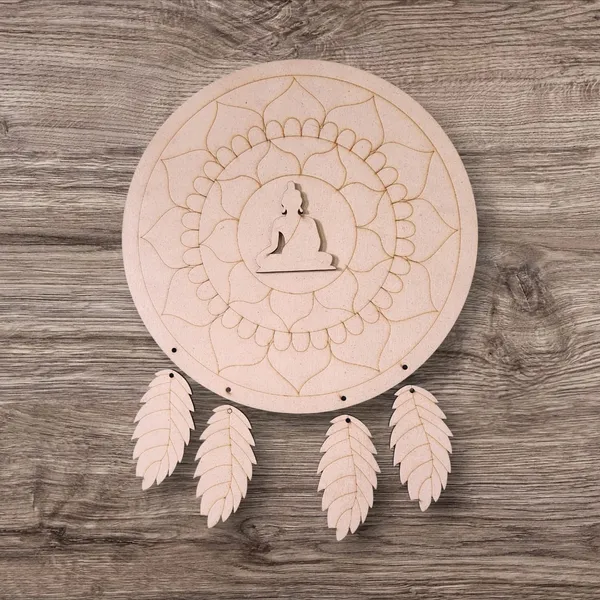 Buddha_Mdf_Cutout_Dreamcatcher_With_4_Feather_Mdf_Pattern