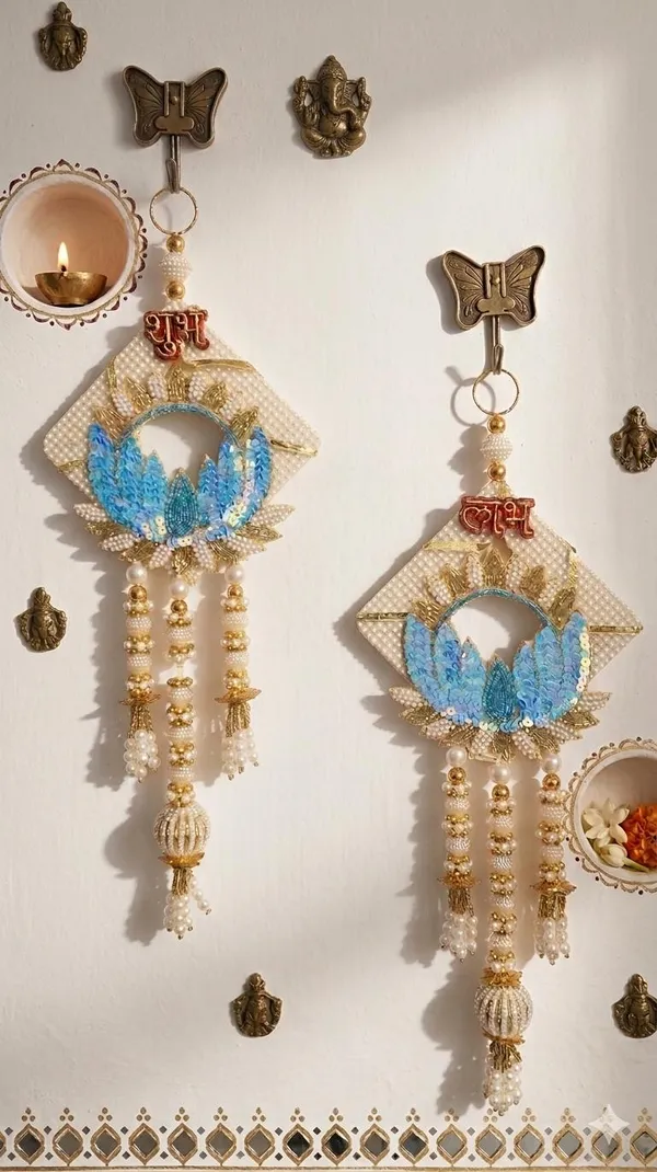 Blue_Sequin_Lotus_Shubh_Labh_Hangings