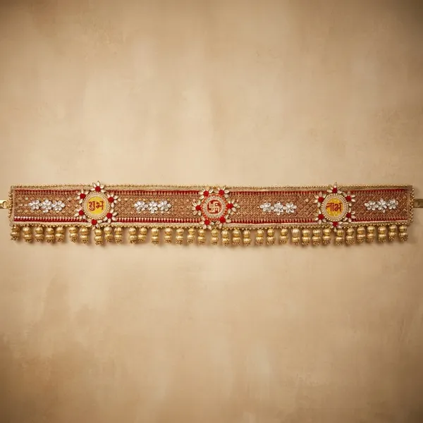 Traditional_Decorative_Bandhanwar_Toran_With_Shubh_Labh_Design_-_Red_&_Gold