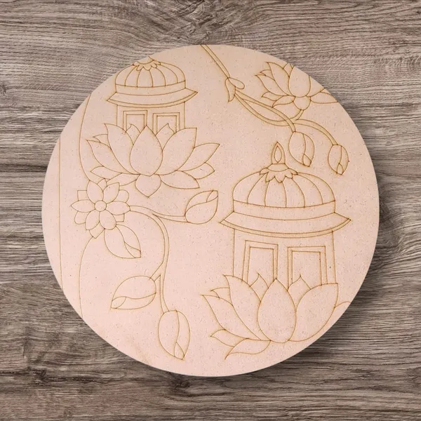 Mdf_Laser-Engraved_Circular_Craft_Plate_-Lotus_Design