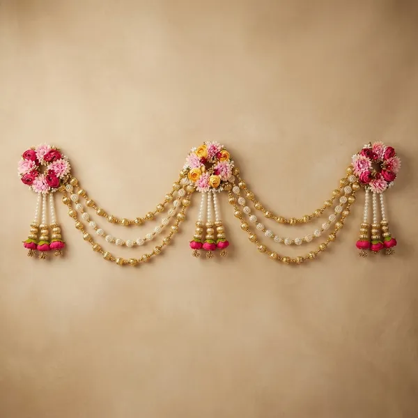 Handcrafted_Floral_Door_Toran_With_Golden_Beads_And_Pearl_Strings