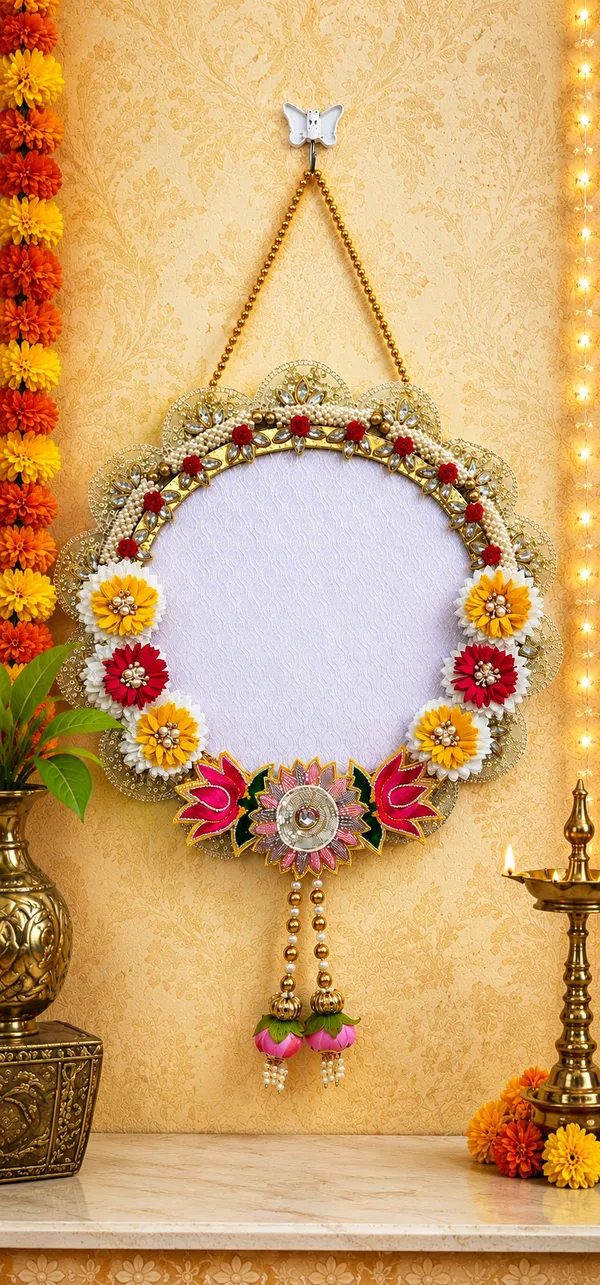 Floral_Handcrafted_Handprint_Thali_for_bride's_Grahpravesh.