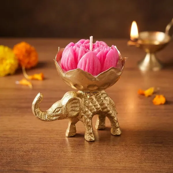 Golden_Elephant_Urn_Candle_Holder_With_Lotus_Candle