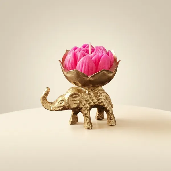 Golden_Elephant_Urn_Candle_Holder_With_Lotus_Candle