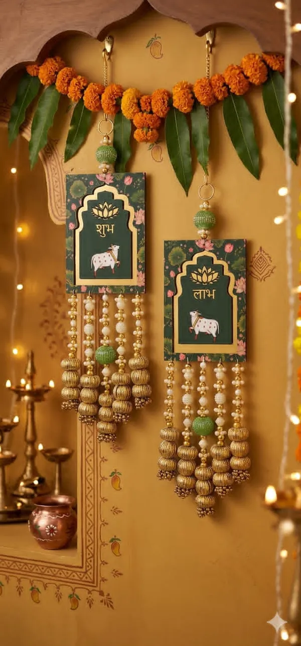 Green_Pichwai_Cow_Shubh_Labh_Hangings-12_inches