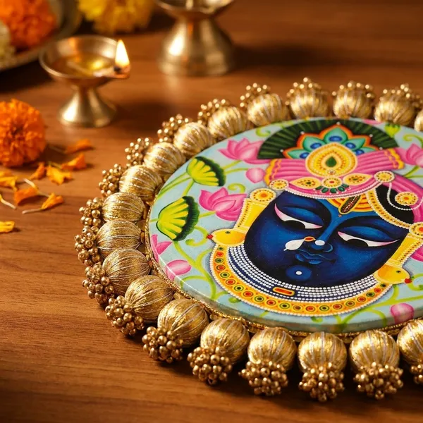 Handcrafted_Shreenathji_Wall_Hanging_With_Golden_Frame_And_Floral_Design_Size-_8_Inches