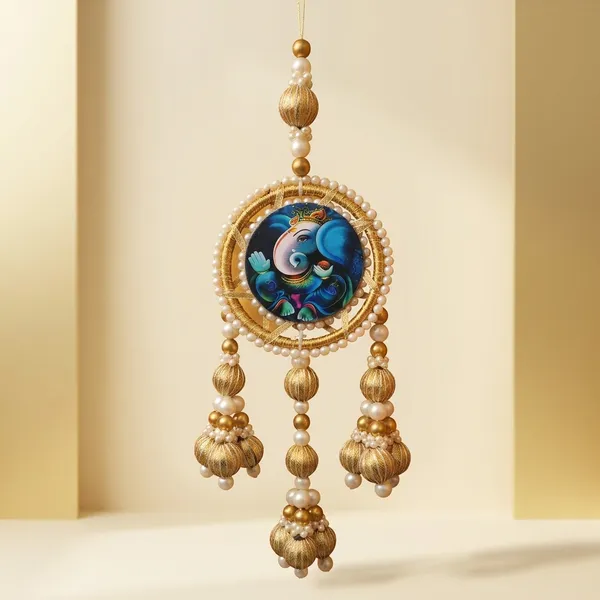 Decorative_Ganesha_Wall_Hanging_With_Pearl_And_Gold_Bead_Work