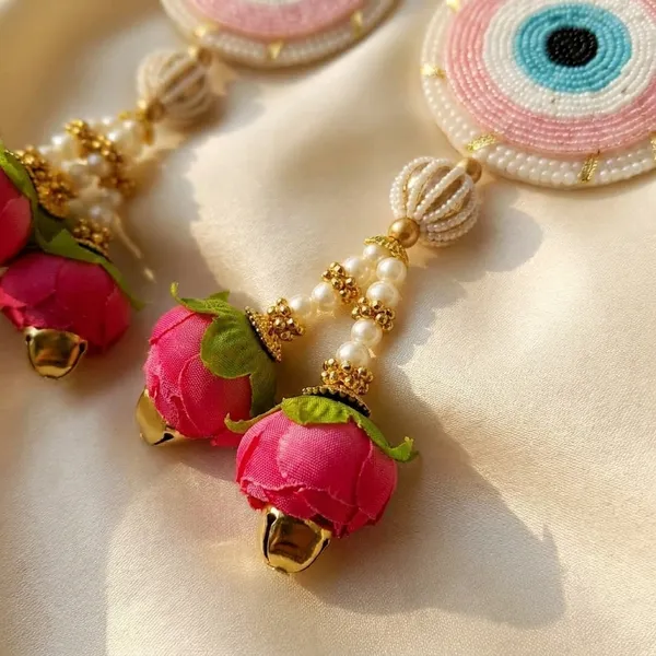 Beaded_Pink_Evil_Eye_Hangings_With_Pink_Floral_Drops