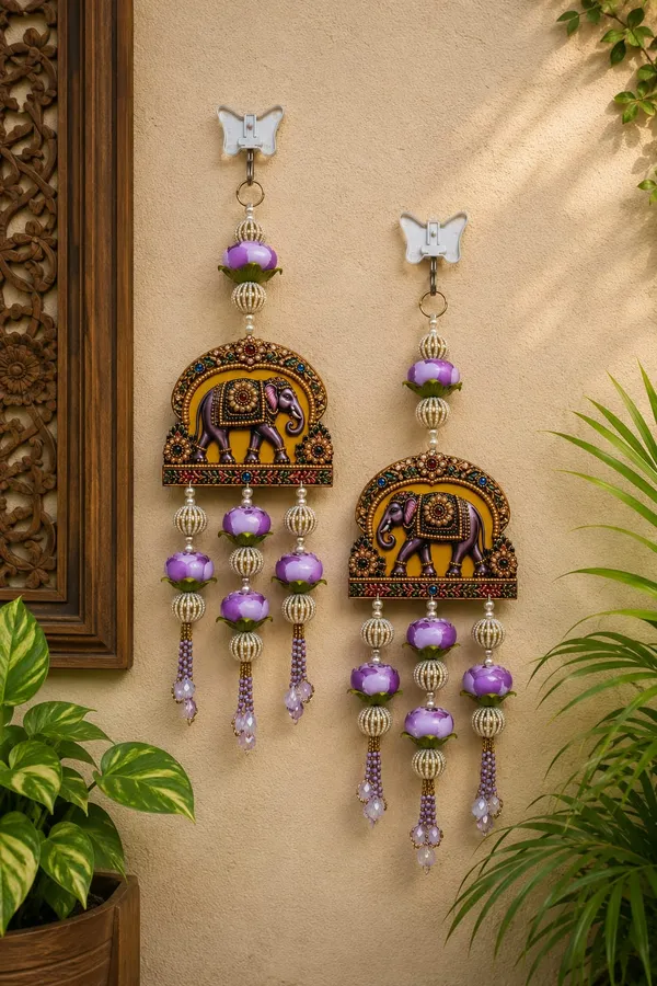 Purple_Elephant_Floral_Hangings,SET_OF_2,_SIZE-_14_INCH