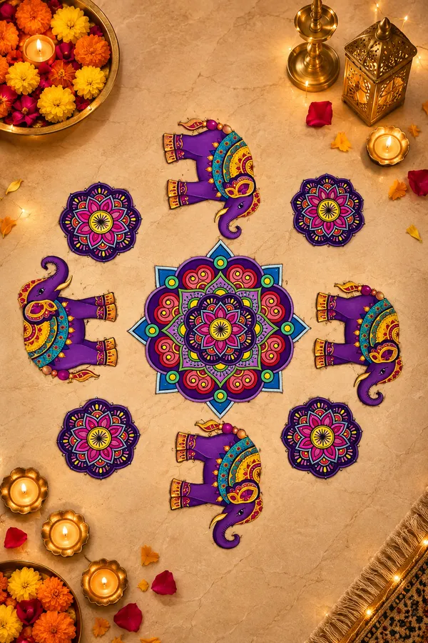 Purple_Elephant_MDF_Rangoli_