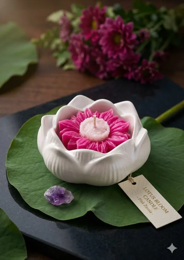 Lotus_Bloom_Candle_-_Handcrafted_Decorative_Candle_With_White_Ceramic_Holder-4_inches