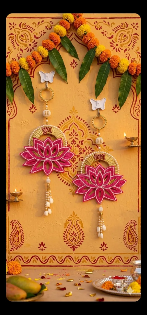 Decorative_Wall_Hanging_With_Lotus_Shubh_Labh_Design_For_Festive_Diwali_Home_Decor_Set_Of_2