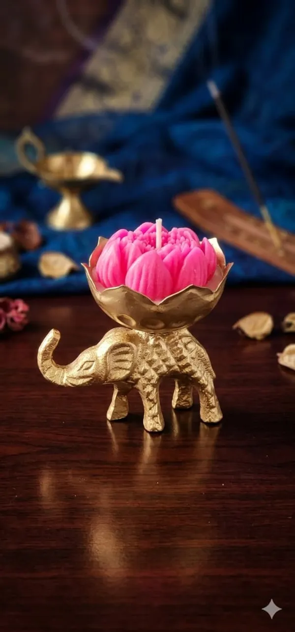 Golden_Elephant_Urn_Candle_Holder_With_Lotus_Candle