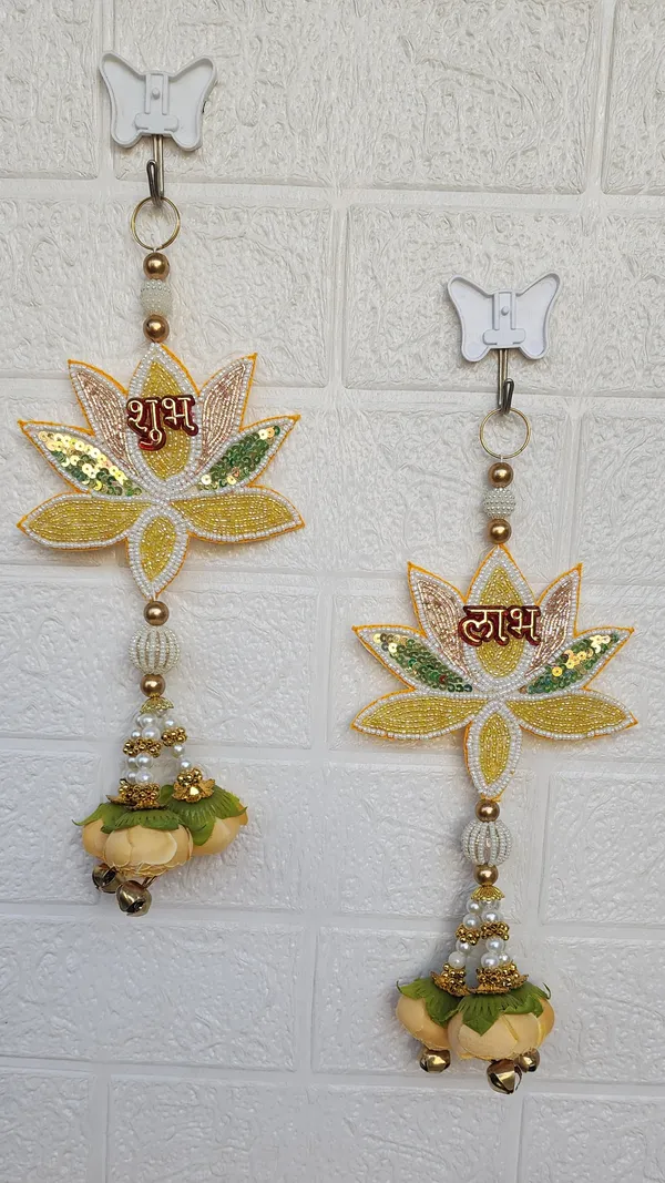 YELLOW_SEQUIN_LOTUS_SHUBH_LABH_HANGINGS