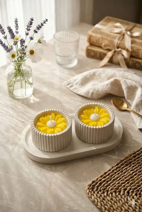 Decorative_Ribbed_Ceramic_Candle_Holders_With_Daisy_Design_(Set_Of_2)