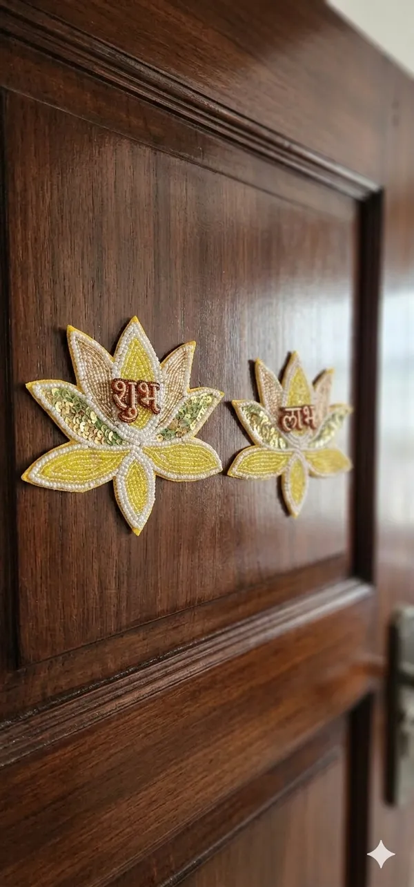 Yellow_Sequin_Lotus_Shubh_Labh_Stick-On