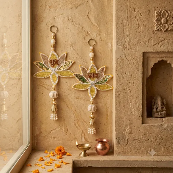 Yellow_Shubh_Labh_Lotus_Hangings_-_10_inches_