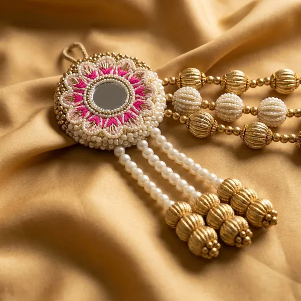 Traditional_Decorative_Door_Toran_With_Beads_And_Embroidery_Sunflower_With_Mirror