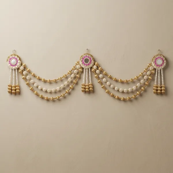 Traditional_Decorative_Door_Toran_With_Beads_And_Embroidery_Sunflower_With_Mirror