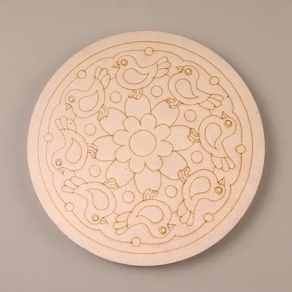 Wooden_Circular_Mandala_Art_Mdf_With_Floral_And_Bird_Design,Ideal_For_Lippan_Art