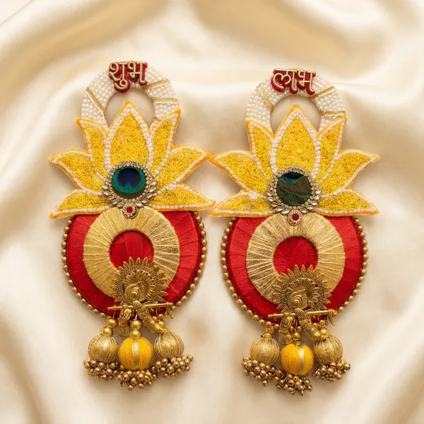 Traditional_Handcrafted_Shubh_Labh_Hangings_With_Floral_Motifs_Set_Of_2