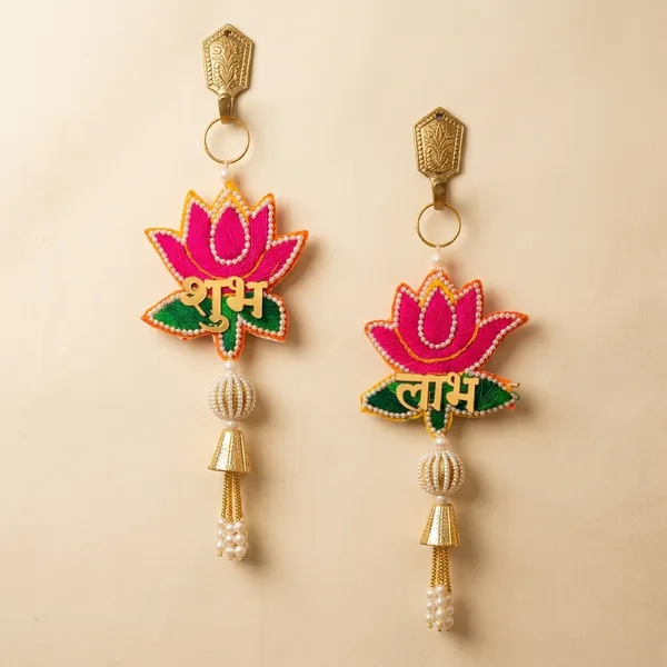 Shubh_Labh_Lotus_Door_Hanging_Traditional_Indian_Festive_Decor_Set_Of_2_Size-_6_Inches