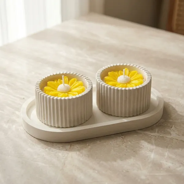 Decorative_Ribbed_Ceramic_Candle_Holders_With_Daisy_Design_(Set_Of_2)