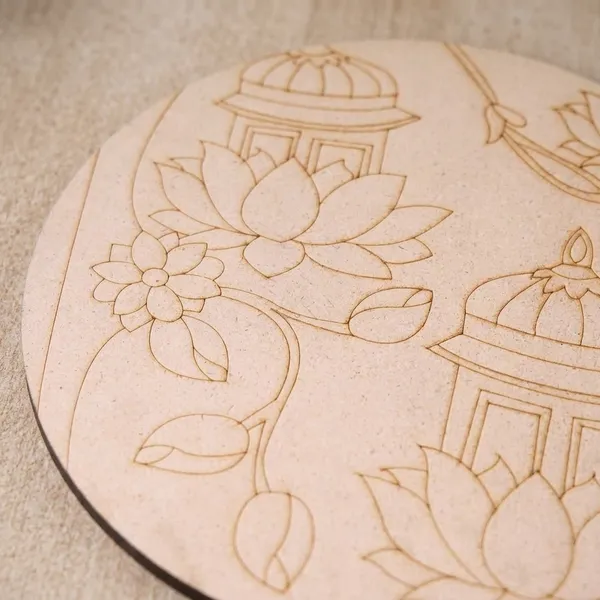 Mdf_Laser-Engraved_Circular_Craft_Plate_-Lotus_Design