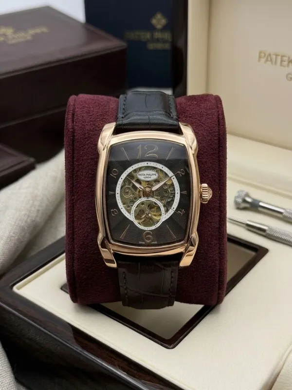 Premium_Stainless_Steel_And_Mineral_Glass_Patek_Philippe_Barrel_Automatic_Skeleton_Watch