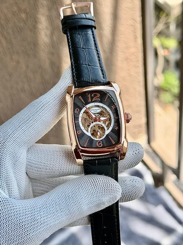 Premium_Stainless_Steel_And_Mineral_Glass_Patek_Philippe_Barrel_Automatic_Skeleton_Watch