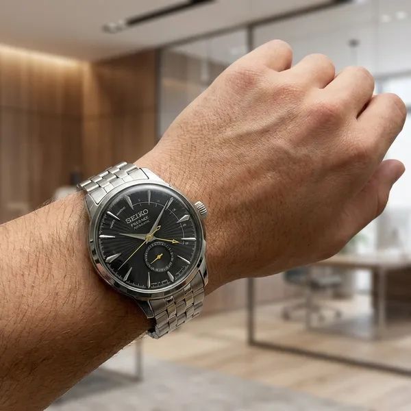 Seiko_Presage_Automatic_Stainless_Steel_Men's_Watch_With_Black_Dial_And_Yellow