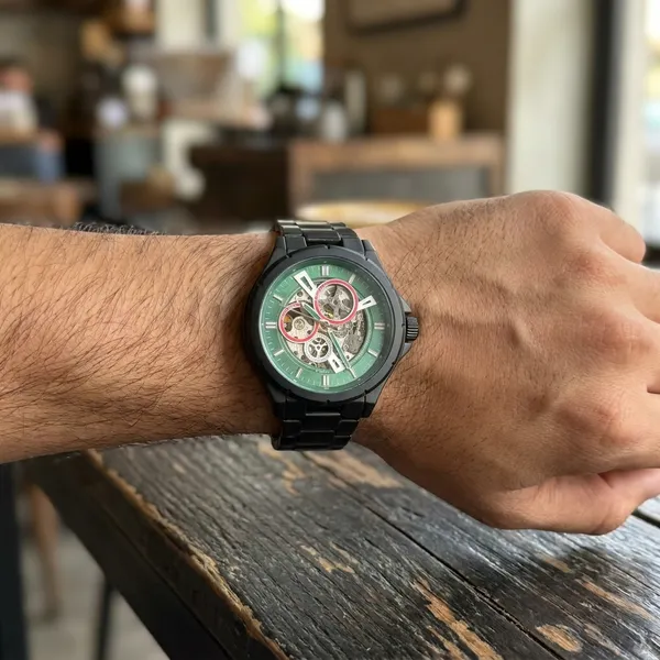 Automatic_Skeleton_Watch_With_Green_Dial_And_Black_Metal_Bracelet