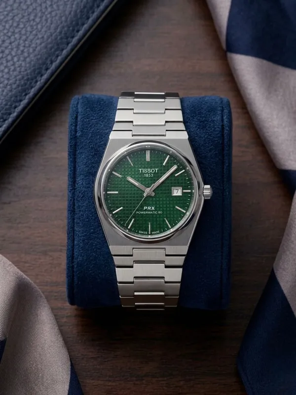 Premium_Stainless_Steel_And_Mineral_Glass_Tissot_Prx_Silver_Green_Watch