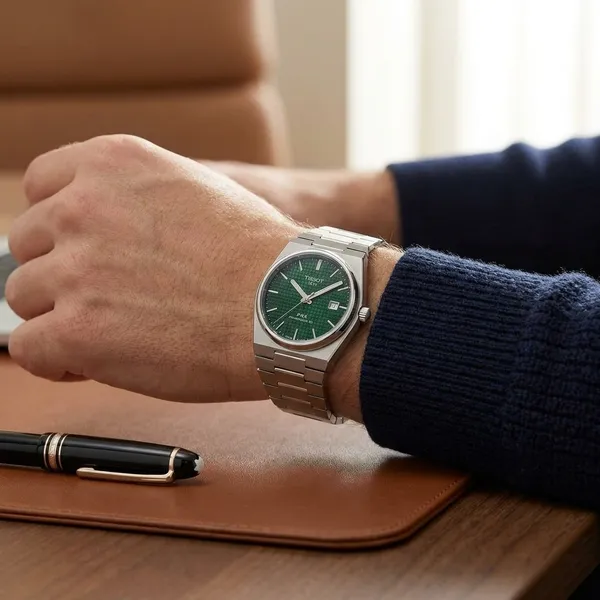 Premium_Stainless_Steel_And_Mineral_Glass_Tissot_Prx_Silver_Green_Watch