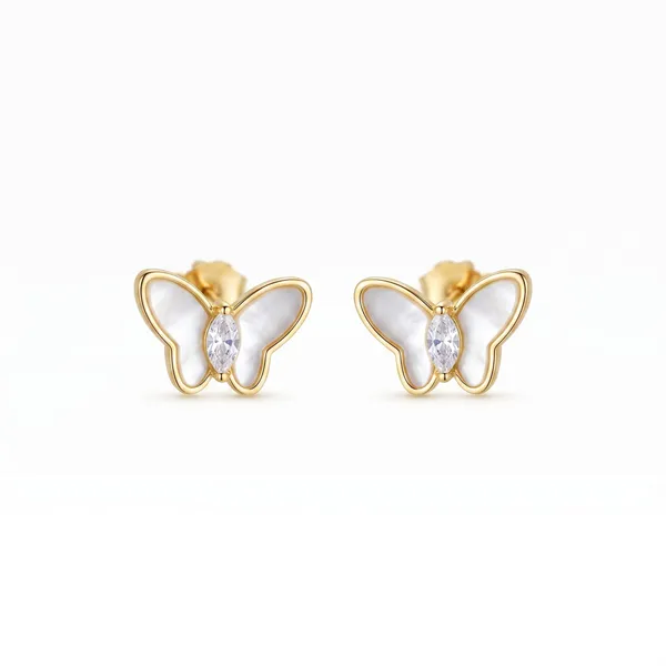 Gold_Tone_Butterfly_Stud_Earrings_For_Women