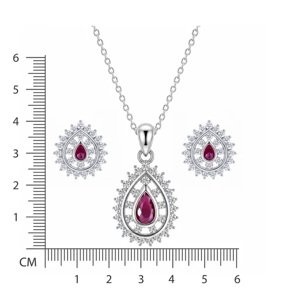 Silver_Tone_Teardrop_Pendant_Necklace_And_Earrings_Set_For_Women