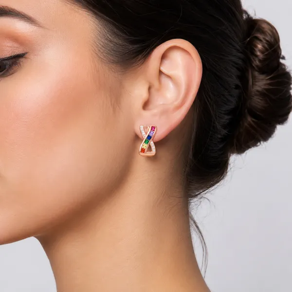 Rose_Gold_Multicolour_Stone_Stud_Earrings_For_Women