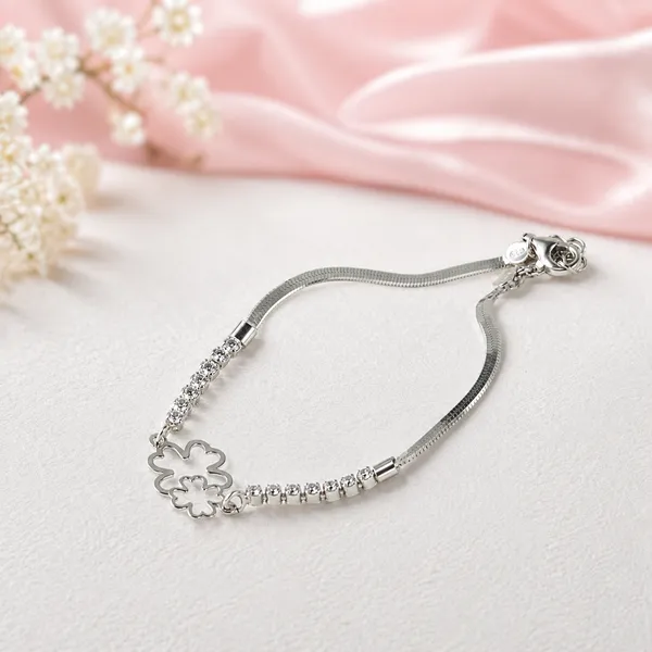 Silver_Tone_Floral_Chain_Bracelet_For_Women