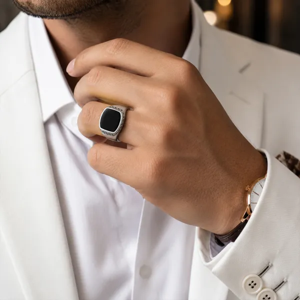 Silver_Tone_Black_Rectangular_Signet_Ring_For_Men